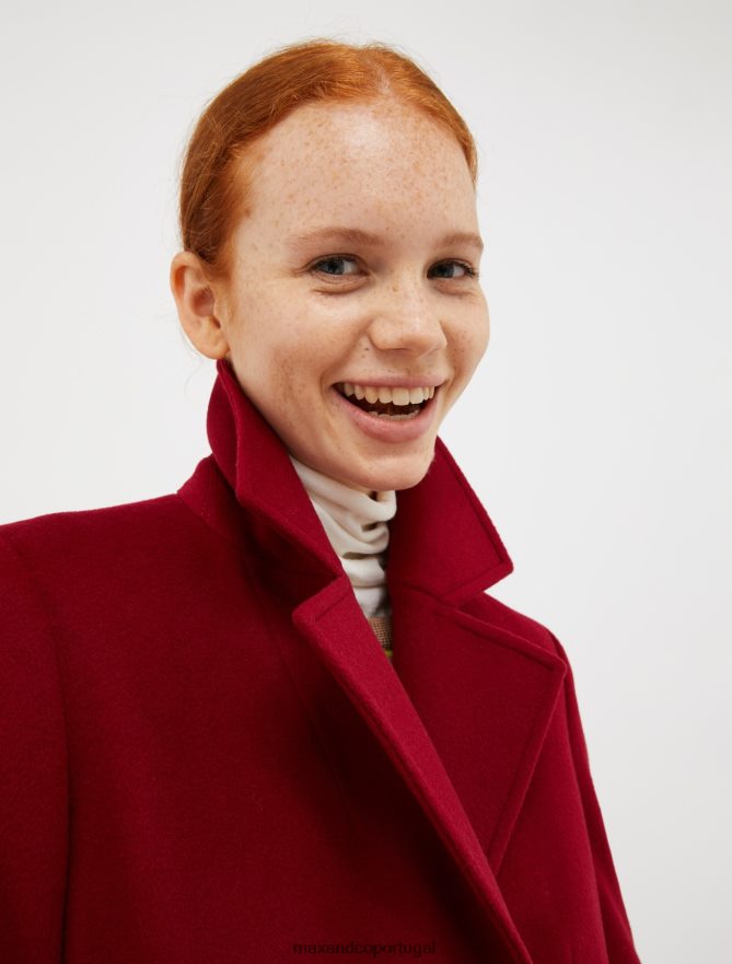 vestuário ponto MAX&Co. mulheres casaco de feltro de lã fugitivo Borgonha B40R64854