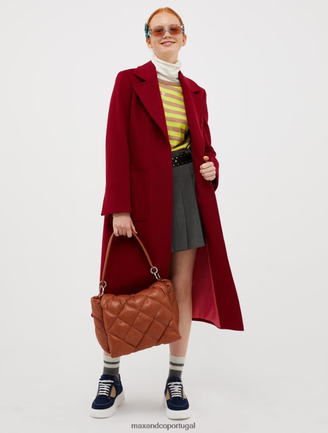 vestuário ponto MAX&Co. mulheres casaco de feltro de lã fugitivo Borgonha B40R64854