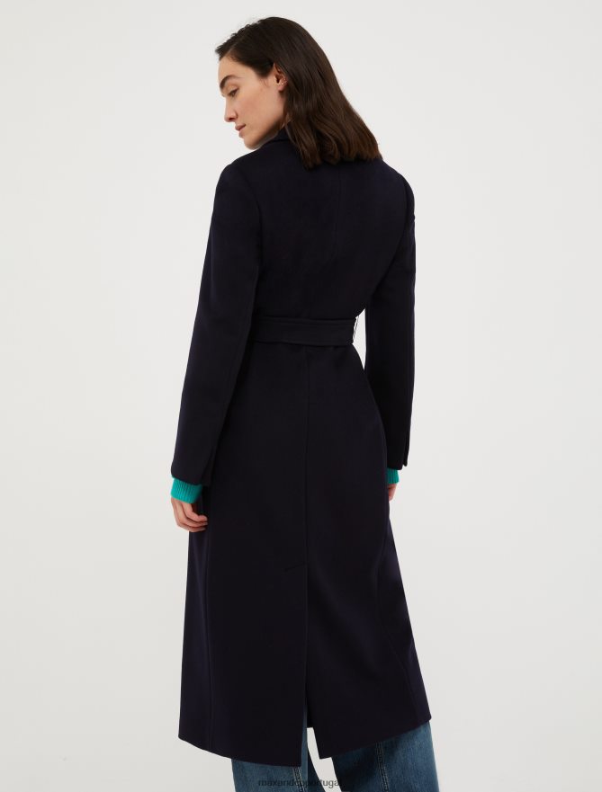 vestuário ponto MAX&Co. mulheres casaco de lã com cinto azul da meia noite B40R64839