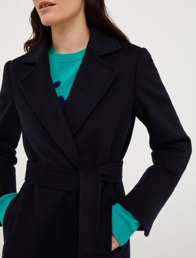 vestuário ponto MAX&Co. mulheres casaco de lã com cinto azul da meia noite B40R64839