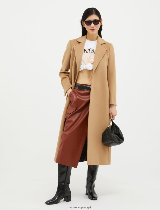 vestuário ponto MAX&Co. mulheres casaco de lã com cinto camelo B40R64838