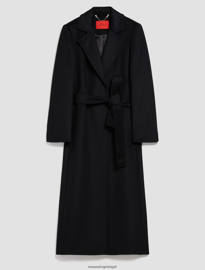 vestuário ponto MAX&Co. mulheres casaco de lã com cinto preto B40R64840