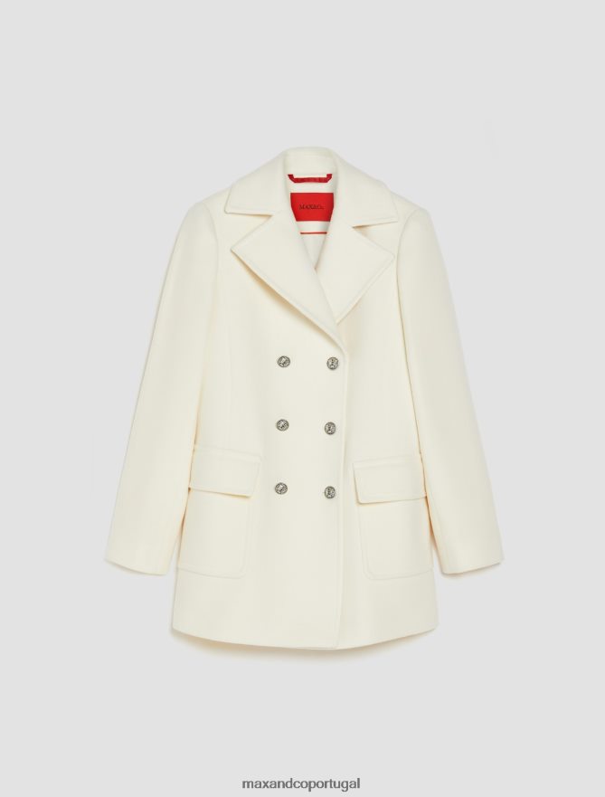vestuário ponto MAX&Co. mulheres casaco de lã de lã marfim B40R64830