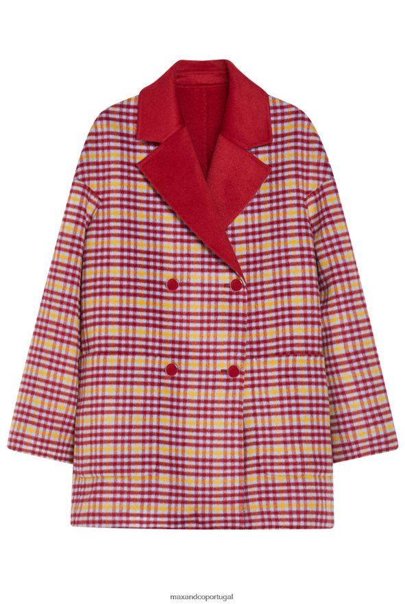 vestuário ponto MAX&Co. mulheres casaco de lã reversível padrão vermelho B40R64814