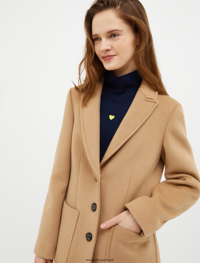 vestuário ponto MAX&Co. mulheres casaco de mistura de lã dupla face camelo B40R64872