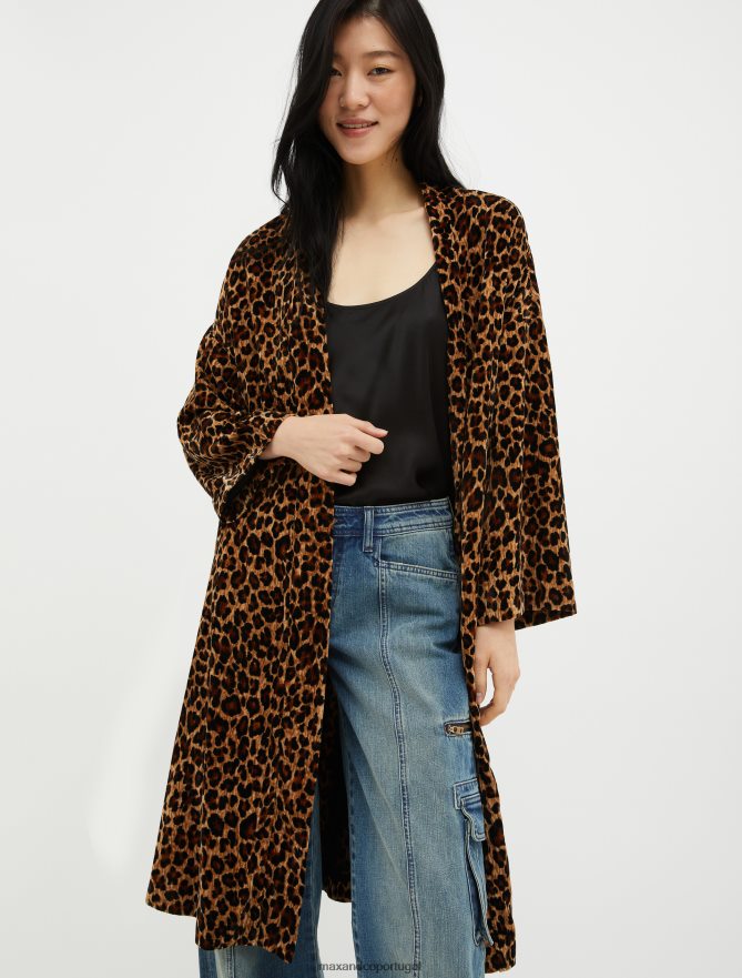 vestuário ponto MAX&Co. mulheres casaco de veludo com efeito enrugado padrão de camelo B40R64867