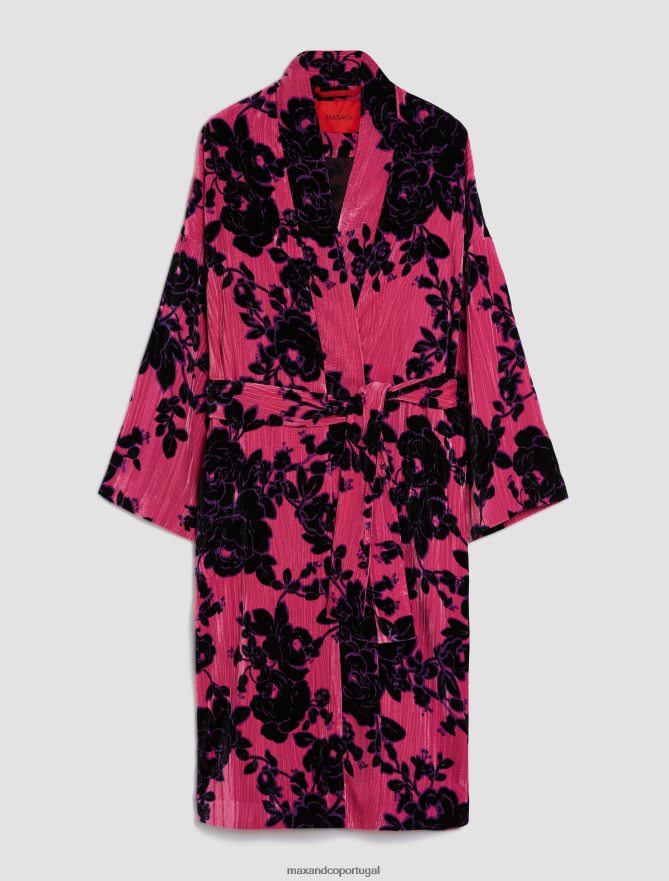 vestuário ponto MAX&Co. mulheres casaco de veludo com efeito enrugado padrão fúcsia B40R64866