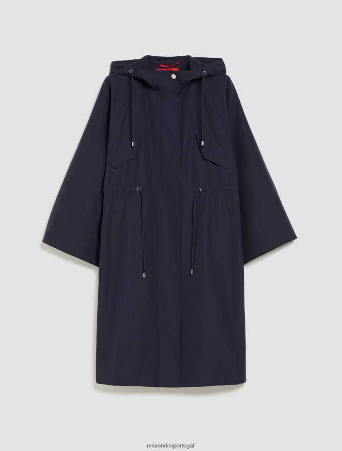 vestuário ponto MAX&Co. mulheres jaqueta tipo parka com capuz e algodão azul da meia noite B40R64808