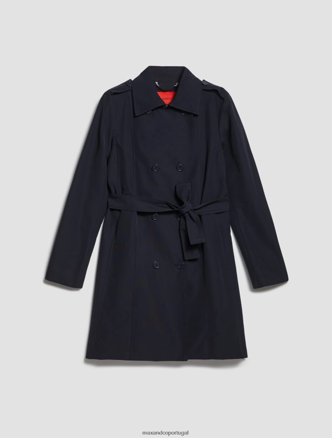 vestuário ponto MAX&Co. mulheres trench coat de algodão técnico azul da meia noite B40R64819