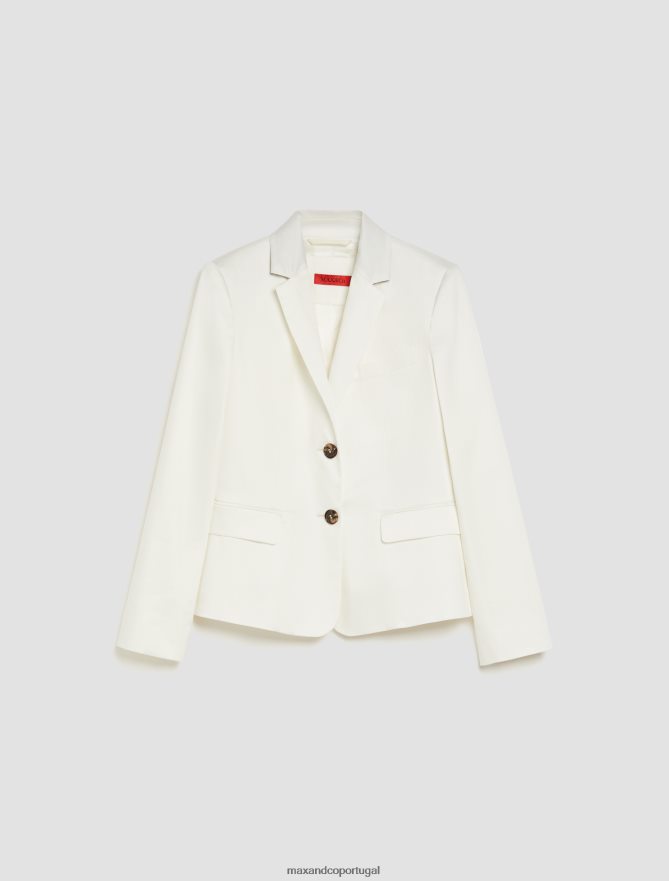 vestuário ponto MAX&Co. mulheres blazer de cetim de algodão marfim B40R64224