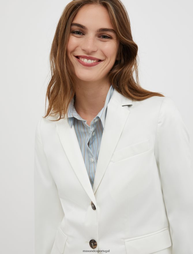 vestuário ponto MAX&Co. mulheres blazer de cetim de algodão marfim B40R64224