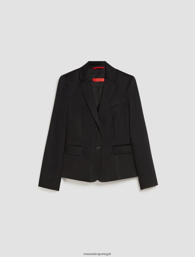 vestuário ponto MAX&Co. mulheres blazer de cetim de algodão preto B40R64225