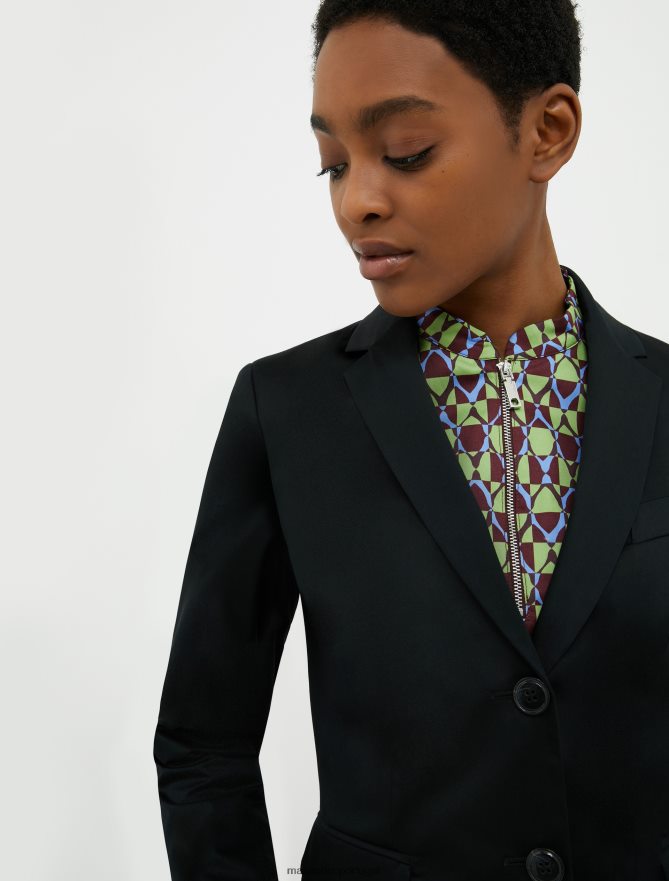 vestuário ponto MAX&Co. mulheres blazer de cetim de algodão preto B40R64225