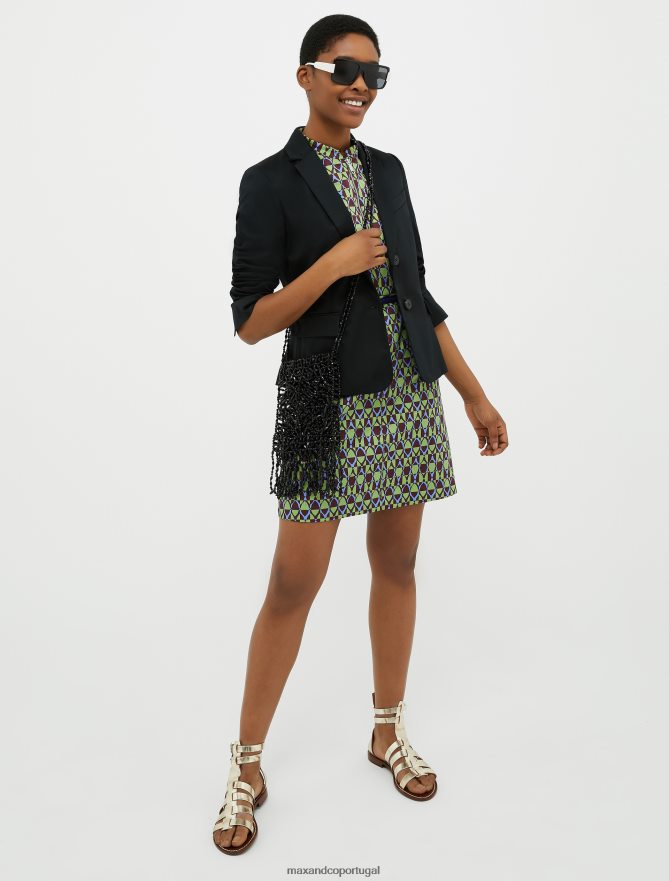 vestuário ponto MAX&Co. mulheres blazer de cetim de algodão preto B40R64225