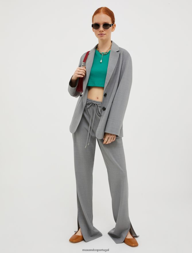 vestuário ponto MAX&Co. mulheres blazer de lã cinza claro B40R64170