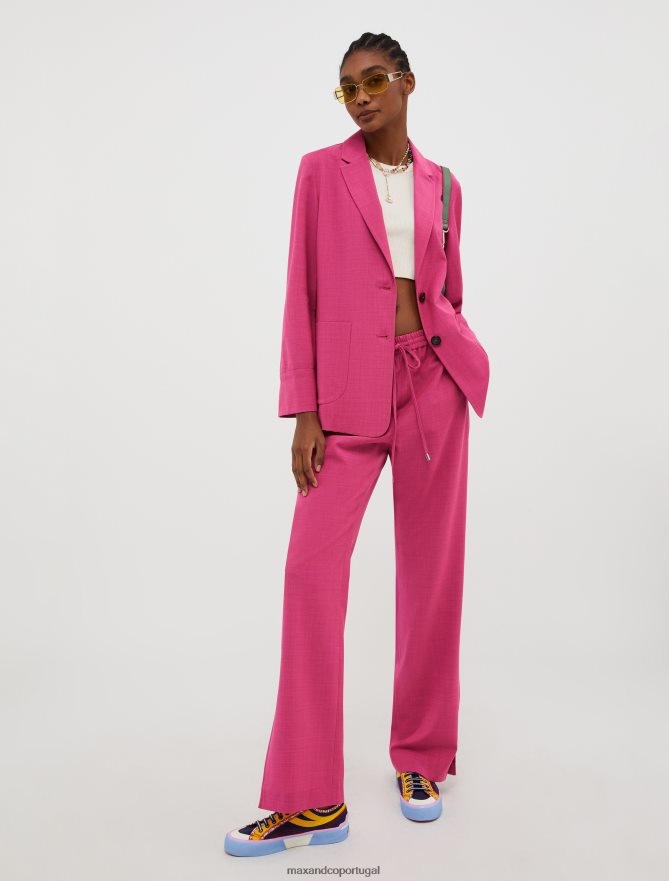 vestuário ponto MAX&Co. mulheres blazer de lã fúcsia B40R64169