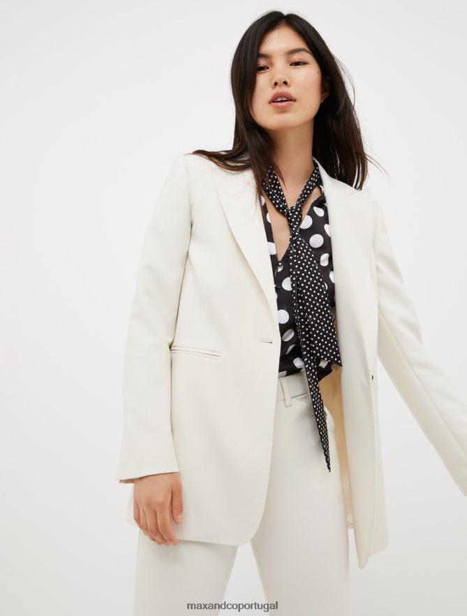 vestuário ponto MAX&Co. mulheres blazer de lona stretch com abotoamento único marfim B40R64251