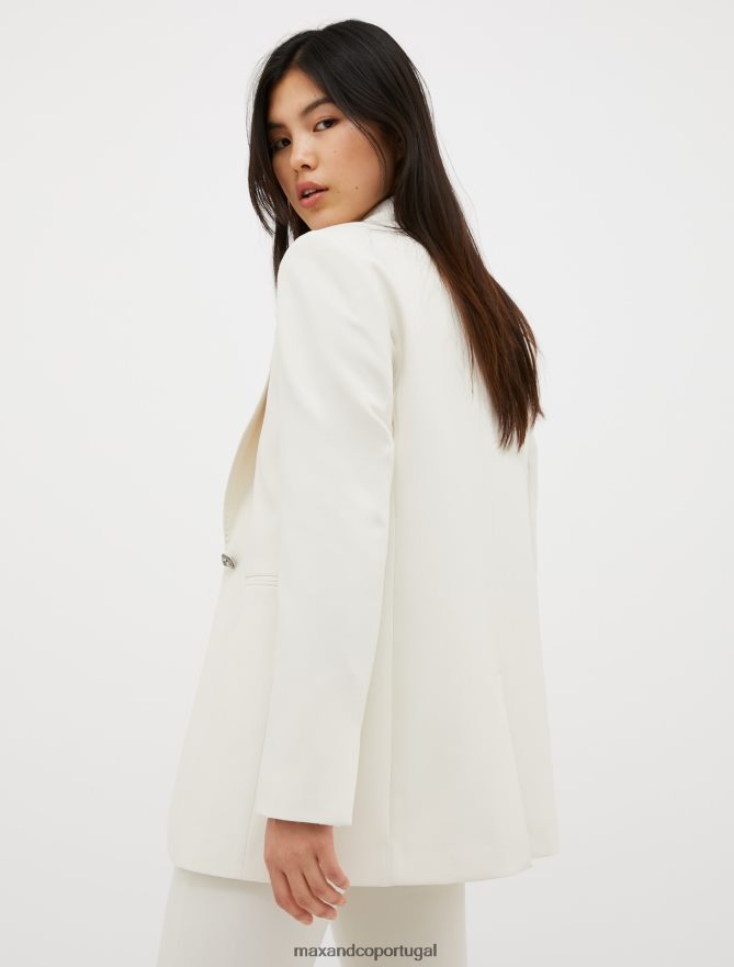 vestuário ponto MAX&Co. mulheres blazer de lona stretch com abotoamento único marfim B40R64251