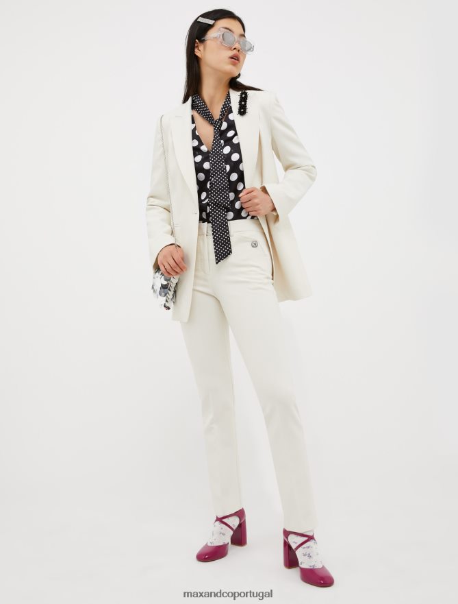 vestuário ponto MAX&Co. mulheres blazer de lona stretch com abotoamento único marfim B40R64251