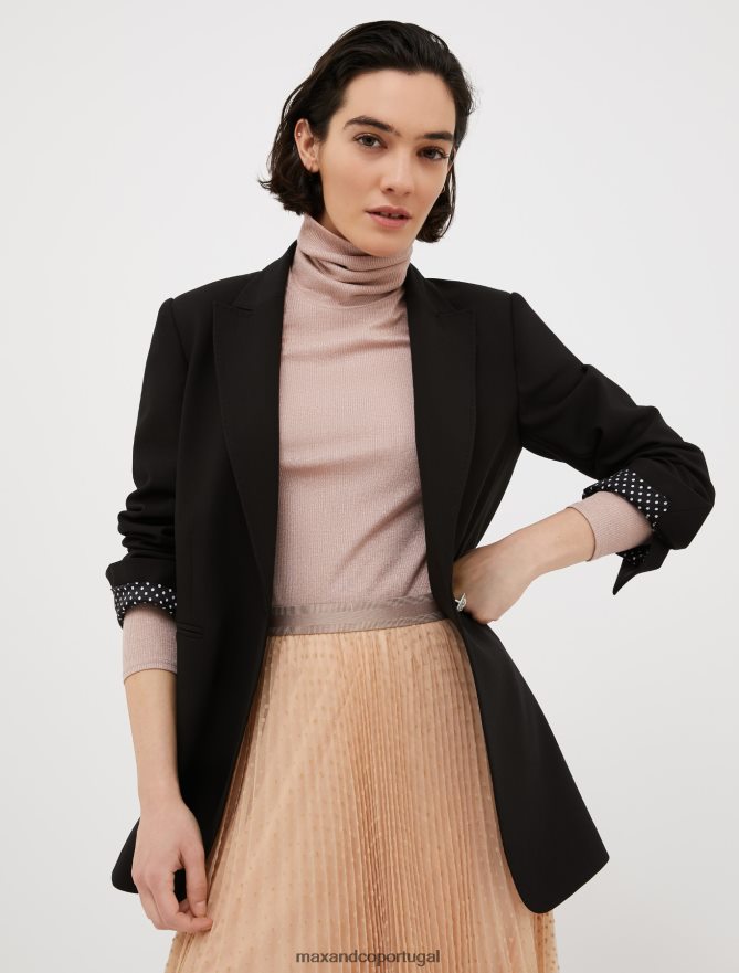 vestuário ponto MAX&Co. mulheres blazer de lona stretch com abotoamento único preto B40R64252