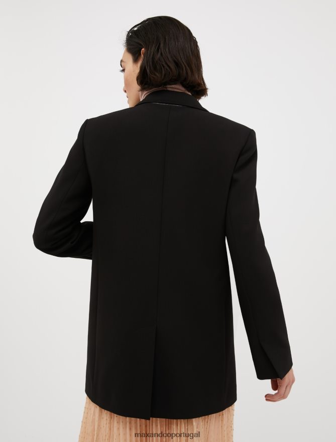 vestuário ponto MAX&Co. mulheres blazer de lona stretch com abotoamento único preto B40R64252