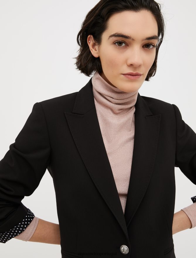 vestuário ponto MAX&Co. mulheres blazer de lona stretch com abotoamento único preto B40R64252