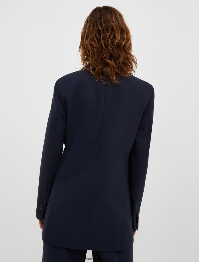 vestuário ponto MAX&Co. mulheres blazer de lona trespassado azul da meia noite B40R64177