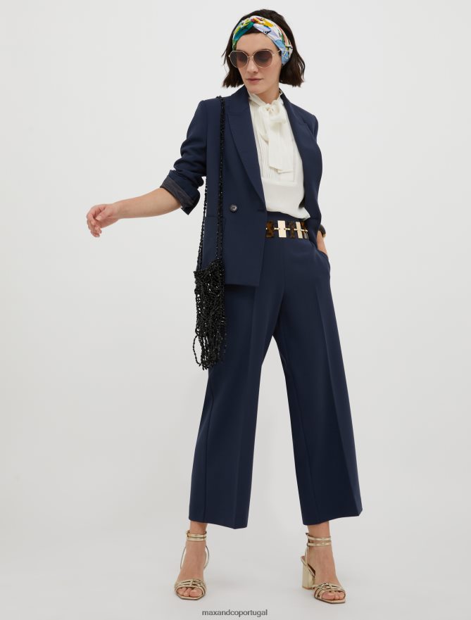 vestuário ponto MAX&Co. mulheres blazer de lona trespassado azul da meia noite B40R64191