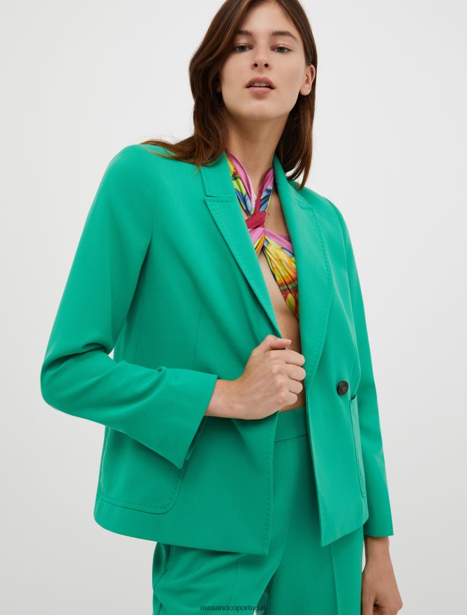 vestuário ponto MAX&Co. mulheres blazer de lona trespassado verde esmeralda B40R64190