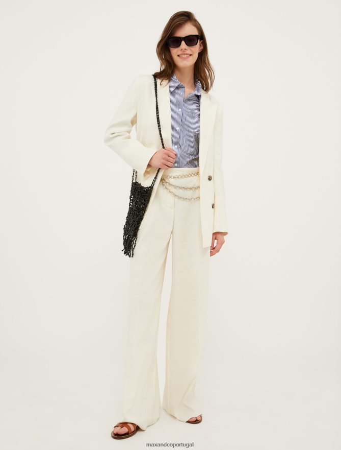 vestuário ponto MAX&Co. mulheres blazer de palangre marfim B40R64896