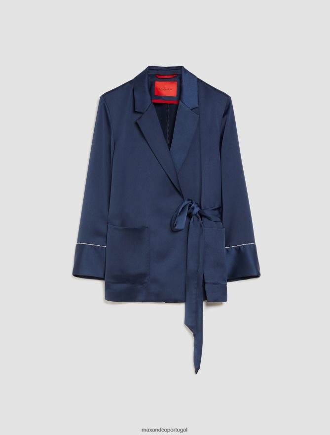 vestuário ponto MAX&Co. mulheres blazer envers de cetim estilo robe azul-marinho B40R64261