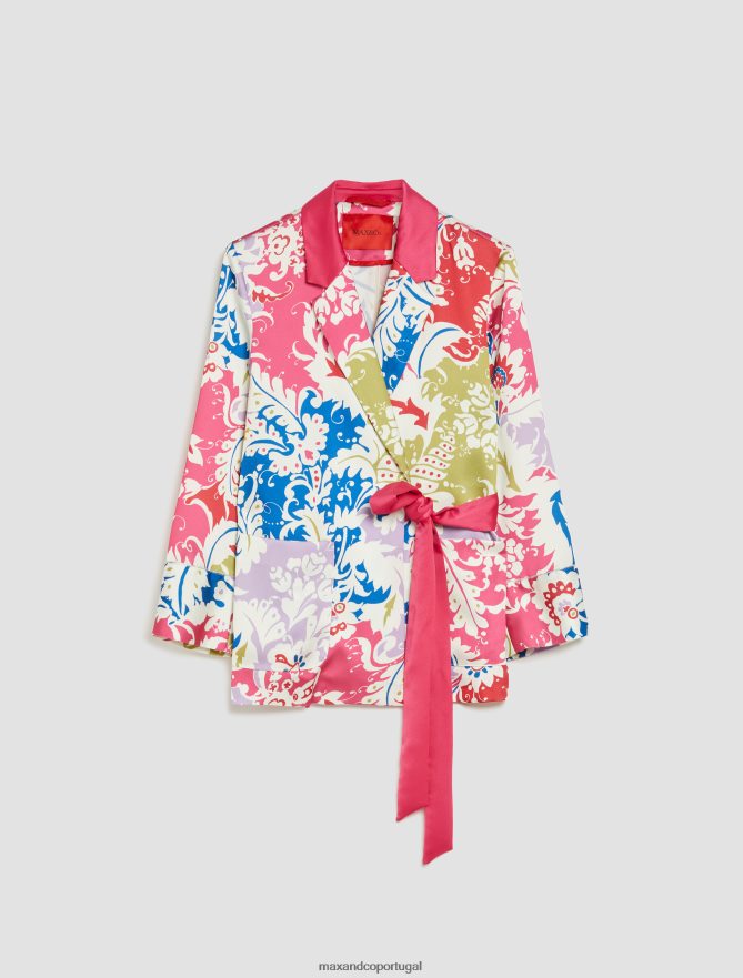 vestuário ponto MAX&Co. mulheres blazer envers de cetim estilo robe padrão fúcsia B40R64260