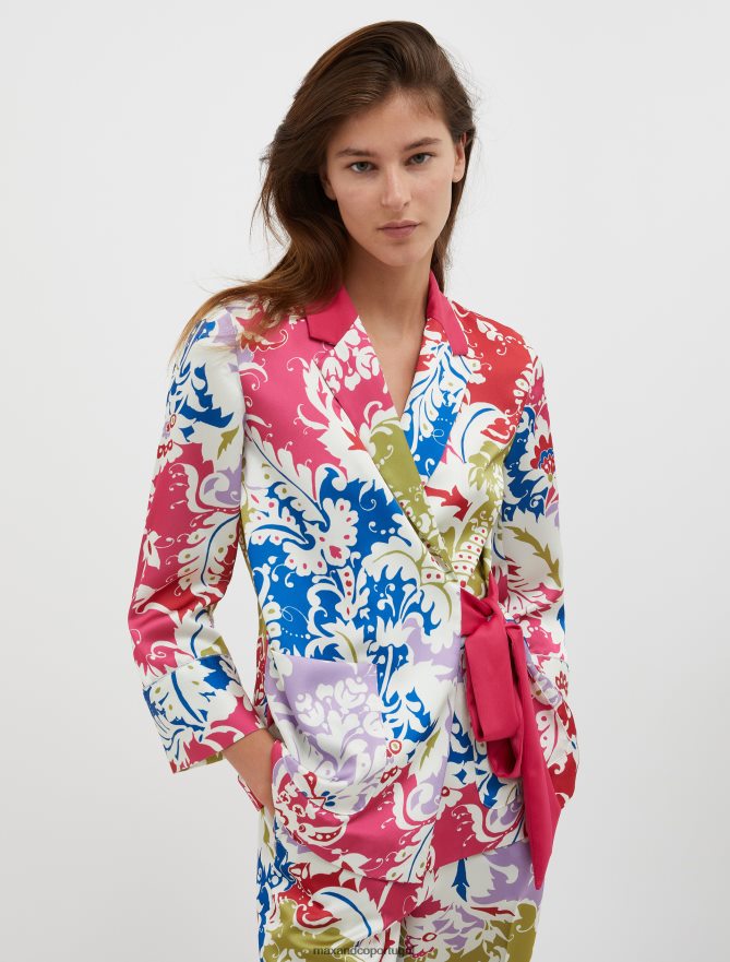 vestuário ponto MAX&Co. mulheres blazer envers de cetim estilo robe padrão fúcsia B40R64260