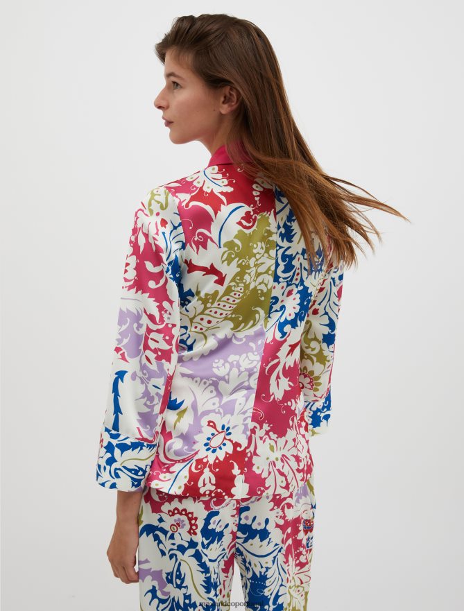 vestuário ponto MAX&Co. mulheres blazer envers de cetim estilo robe padrão fúcsia B40R64260