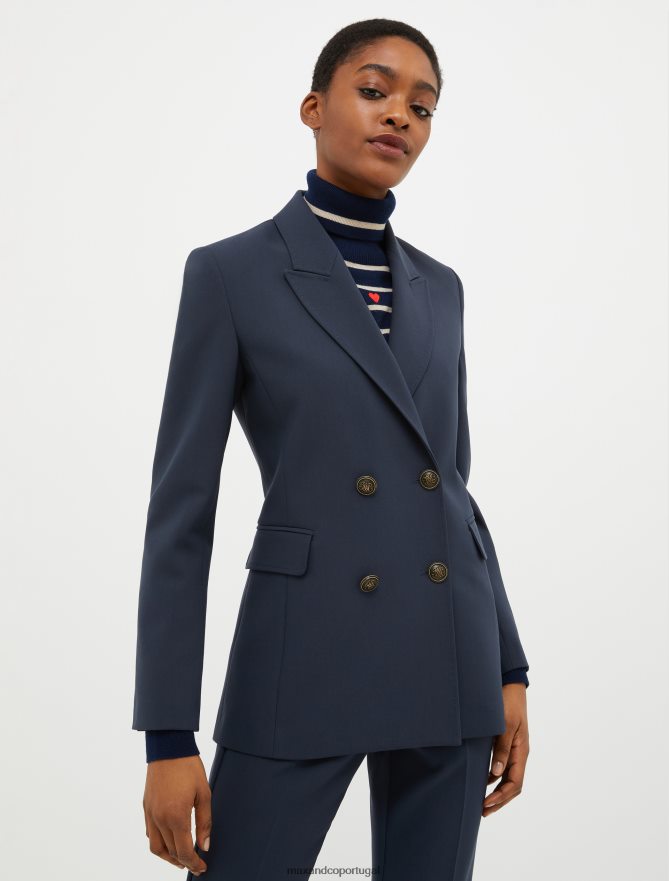 vestuário ponto MAX&Co. mulheres blazer trespassado azul-marinho B40R64217