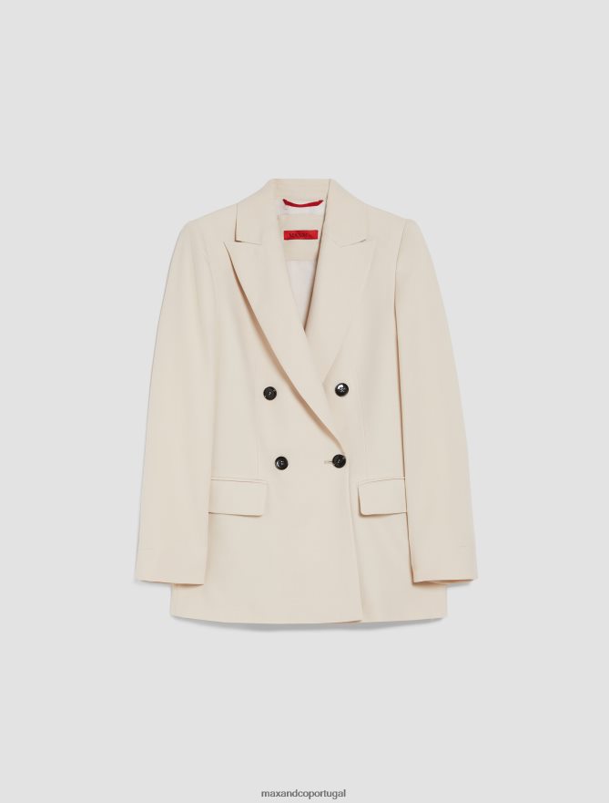 vestuário ponto MAX&Co. mulheres blazer trespassado de cetim bege B40R64258