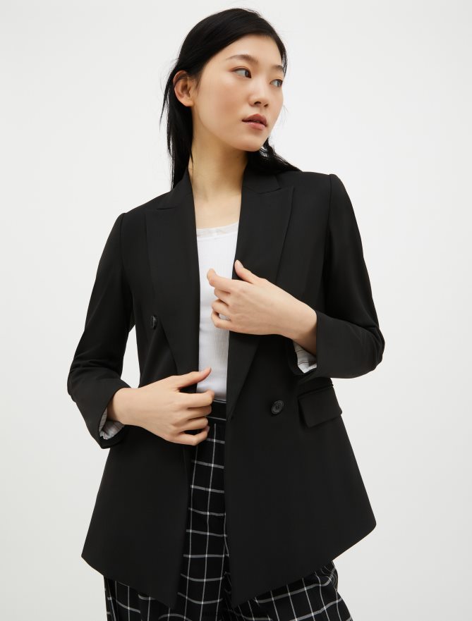 vestuário ponto MAX&Co. mulheres blazer trespassado preto B40R64880