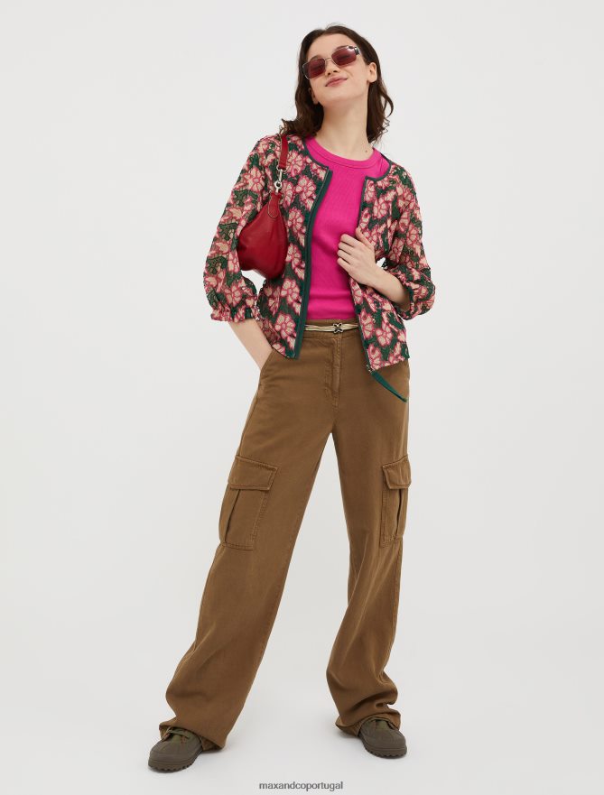 vestuário ponto MAX&Co. mulheres jaqueta bomber em macramê e tule padrão rosa rosa B40R64899