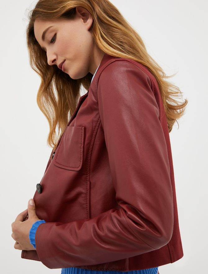 vestuário ponto MAX&Co. mulheres jaqueta couro napa e jersey Borgonha B40R64889