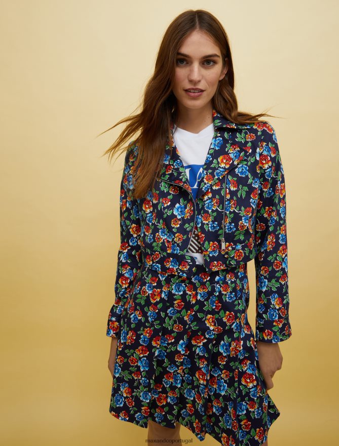 vestuário ponto MAX&Co. mulheres pessoas, lugares, jaqueta de motociclista colorida padrão azul marinho B40R64891