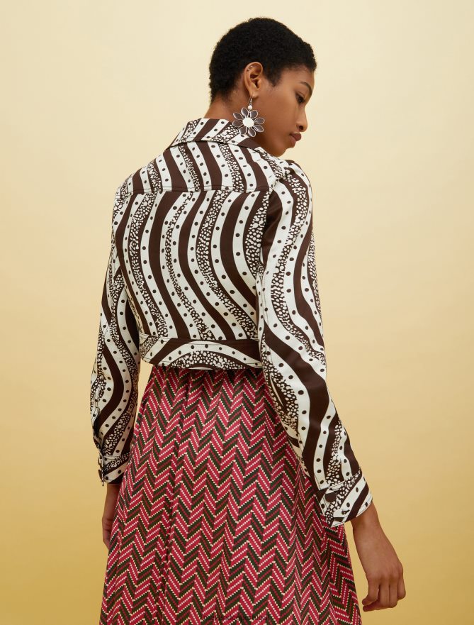 vestuário ponto MAX&Co. mulheres pessoas, lugares, jaqueta de motociclista colorida padrão marrom B40R64890