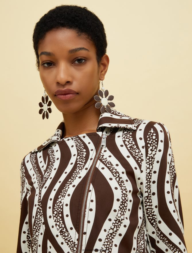 vestuário ponto MAX&Co. mulheres pessoas, lugares, jaqueta de motociclista colorida padrão marrom B40R64890