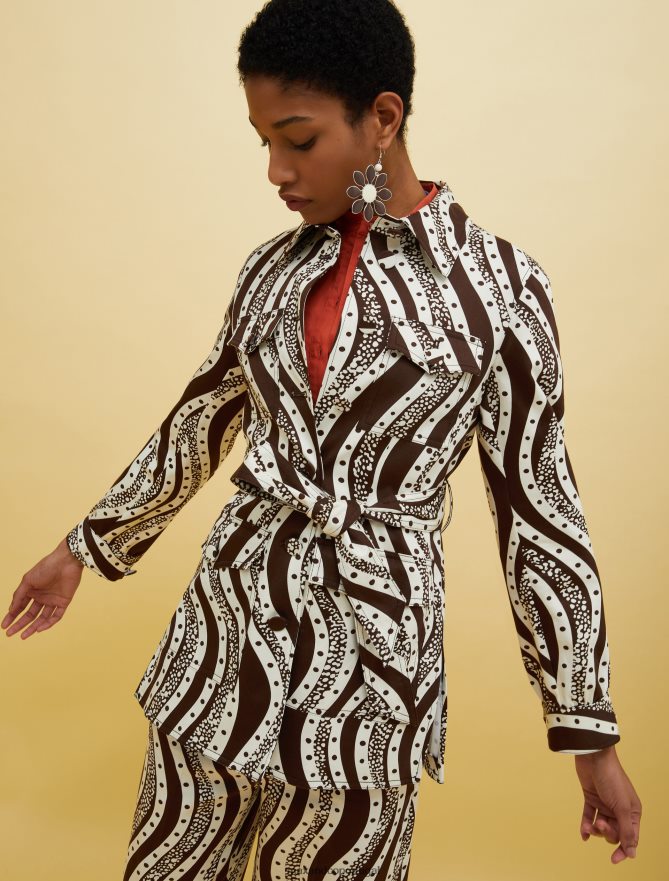 vestuário ponto MAX&Co. mulheres pessoas, lugares, jaqueta safari colorida padrão marrom B40R64245