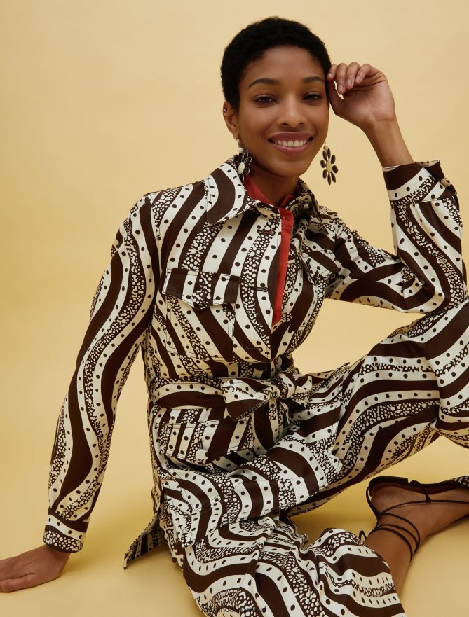 vestuário ponto MAX&Co. mulheres pessoas, lugares, jaqueta safari colorida padrão marrom B40R64245