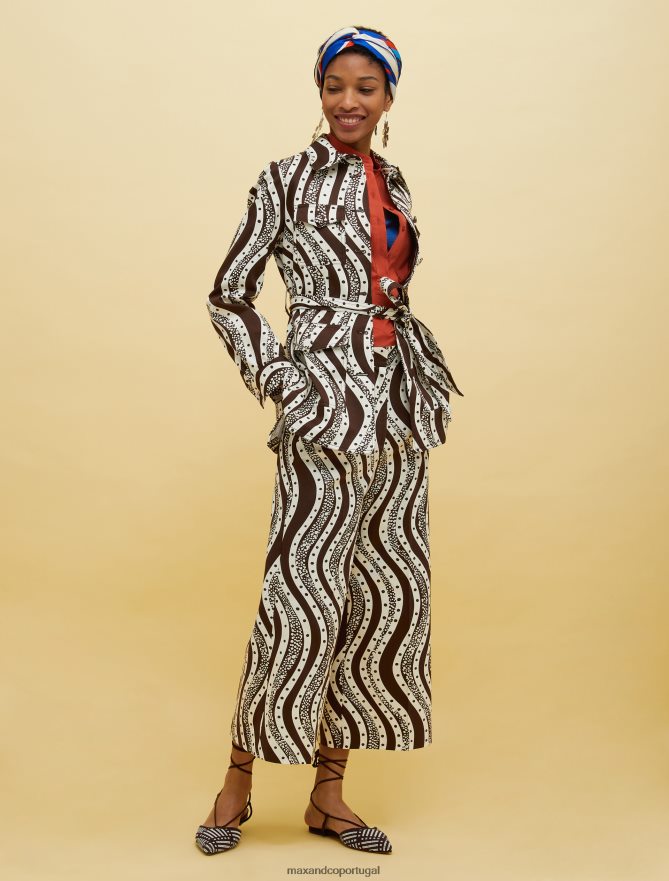 vestuário ponto MAX&Co. mulheres pessoas, lugares, jaqueta safari colorida padrão marrom B40R64245