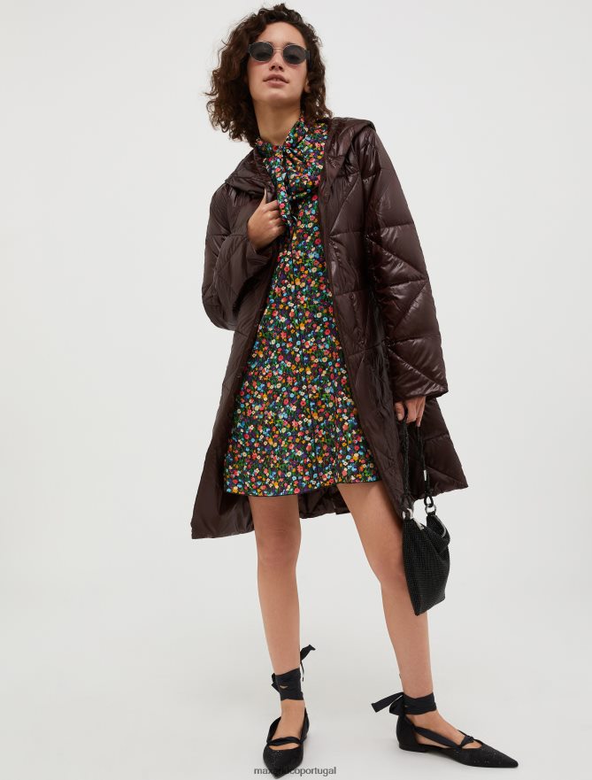 vestuário ponto MAX&Co. mulheres casaco acolchoado com capuz marrom escuro B40R64928