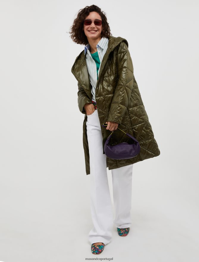 vestuário ponto MAX&Co. mulheres casaco acolchoado com capuz verde cáqui B40R64927