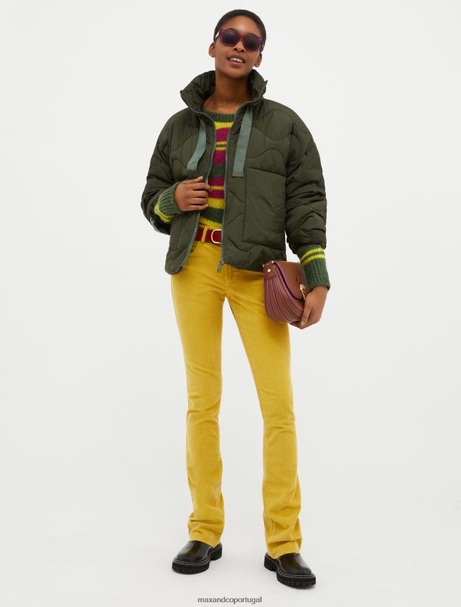 vestuário ponto MAX&Co. mulheres jaqueta acolchoada com cordão marrom lama B40R64924