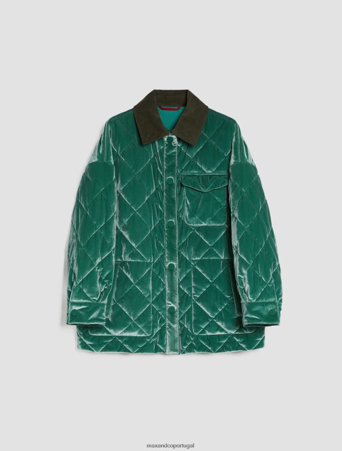 vestuário ponto MAX&Co. mulheres jaqueta acolchoada reversível padrão verde oliva B40R64910