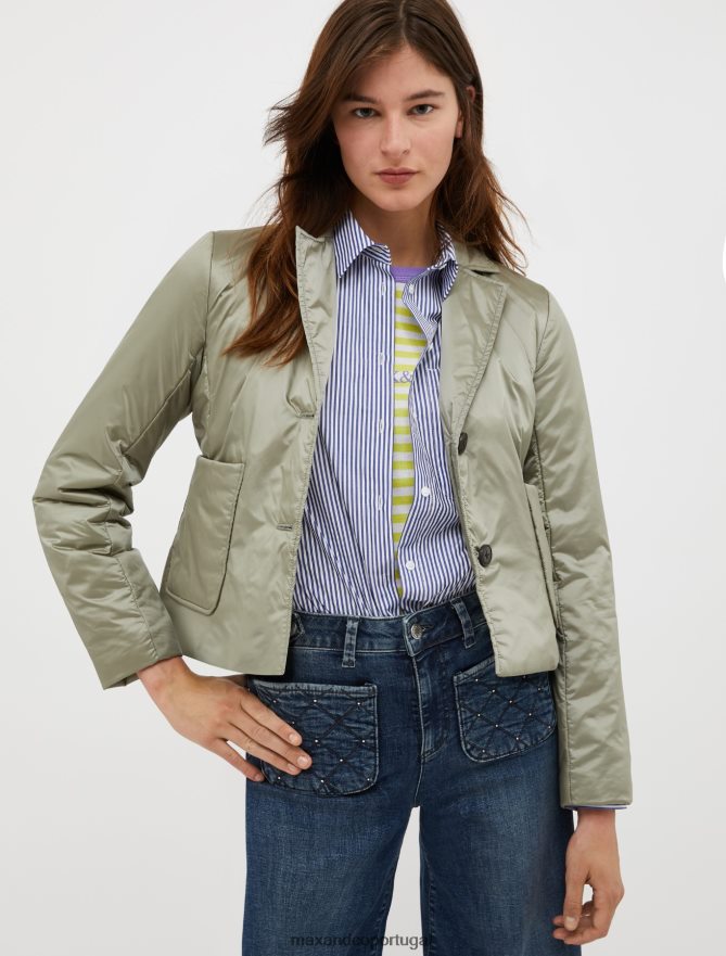 vestuário ponto MAX&Co. mulheres jaqueta cropped acolchoada verde sálvia B40R64911